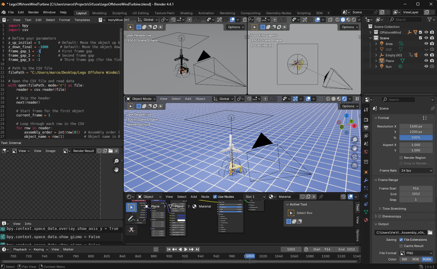 Final Blender scene with all the materials